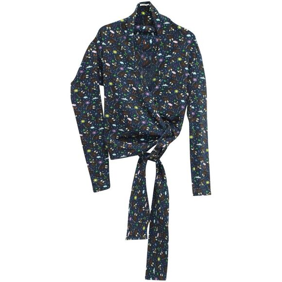 Balenciaga Printed Wrap Top in Multicolor Cotton - Picture 1 of 5